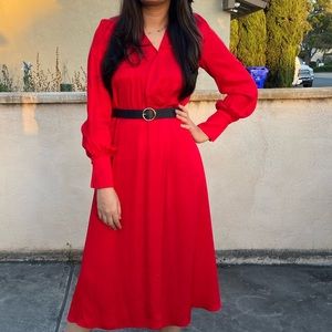 Long sleeve red dress